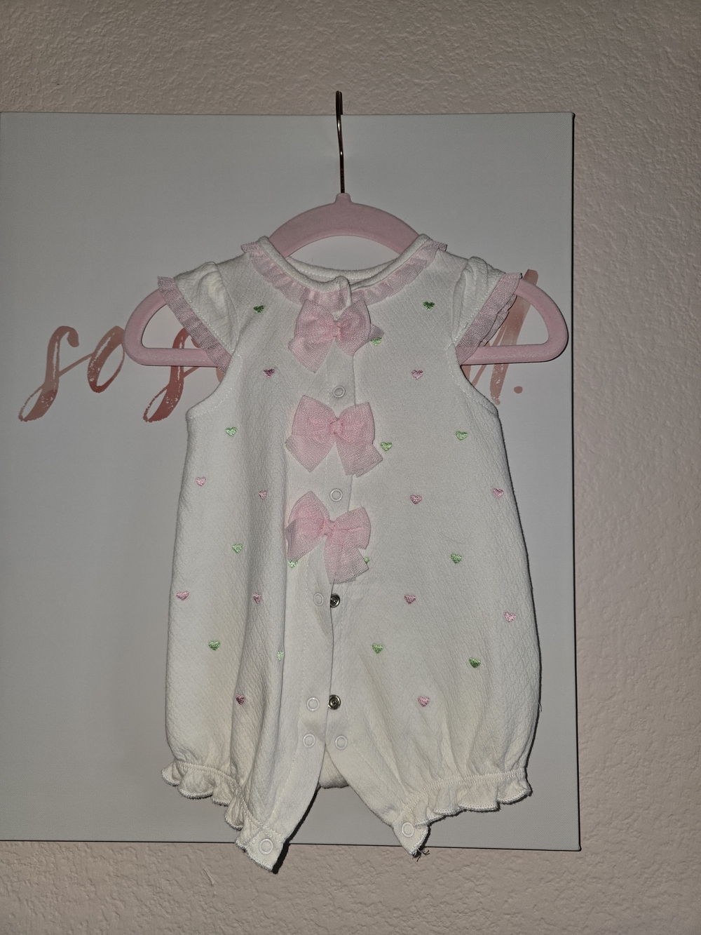 Baby White & Pink Floral Romper